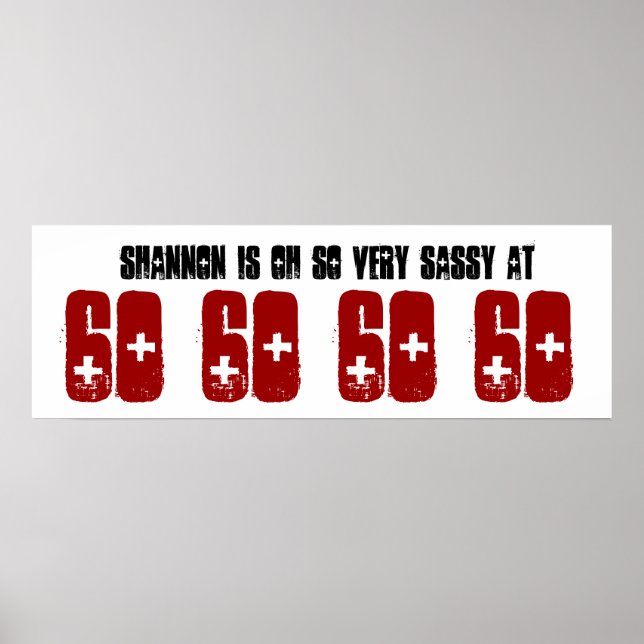 Póster Sassy 60 Sixty Birthday Party Banner Nombre Person (Frente)