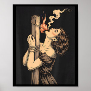 Póster Satan Devil Hell Witch With Flames Cigarette Occup