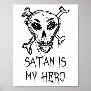 Póster Satán es mi Hero Halloween Disstume de diseño de p