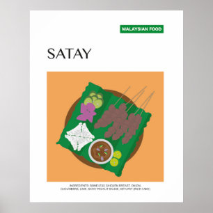 Póster Satay Malaysia Travel Food Wall Art