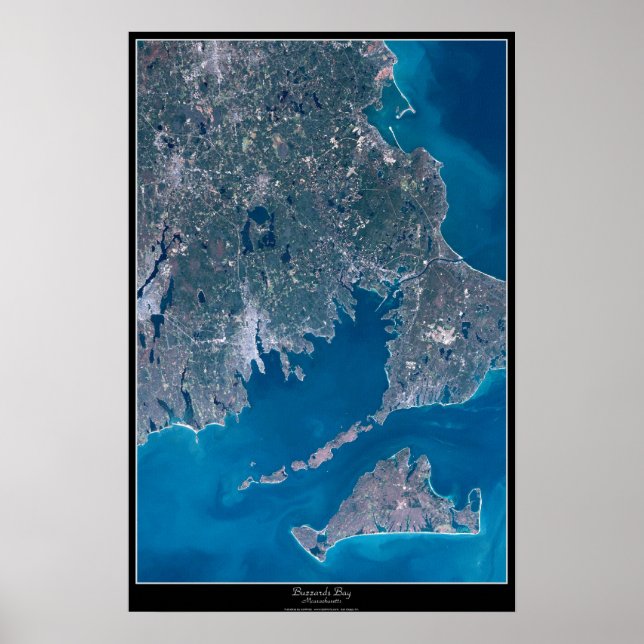 Póster satelital de Buzzards Bay, Massachusetts (Frente)
