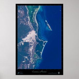 Póster satelital de Cancun, México