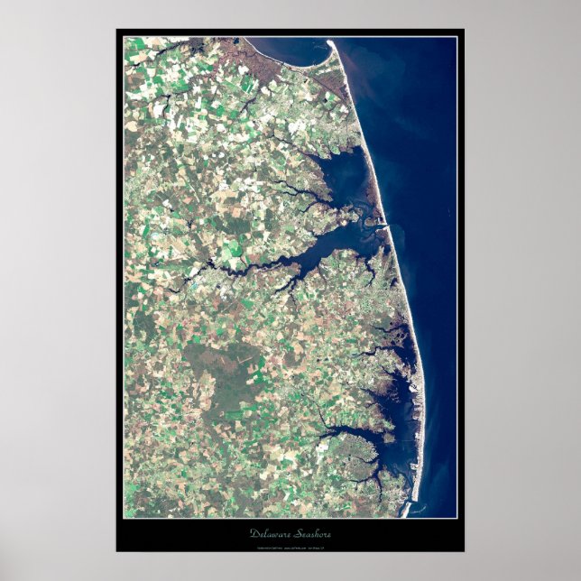 Póster satelital de Delaware Seashore (Frente)