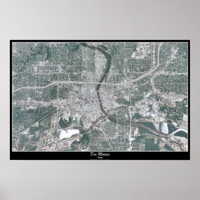 Póster satelital de Des Moines, Iowa (Frente)