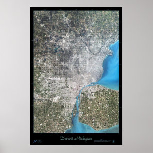 Póster satelital de Detroit, Michigan