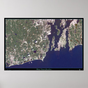 póster satelital de la costa de Rhode Island