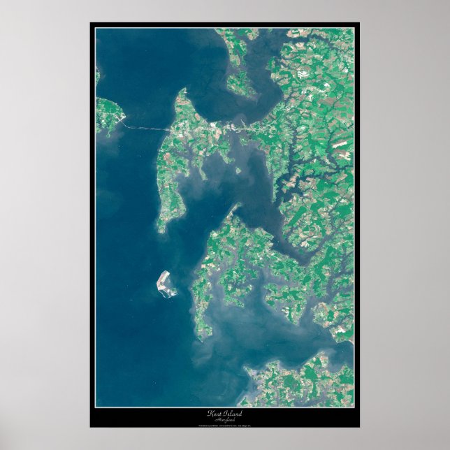 Póster satelital de la isla de Kent, Maryland (Frente)