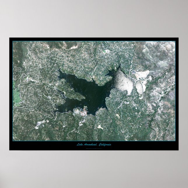 Póster satelital de Lake Arrowhead, California (Frente)