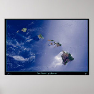Póster satelital de las Islas de Hawái