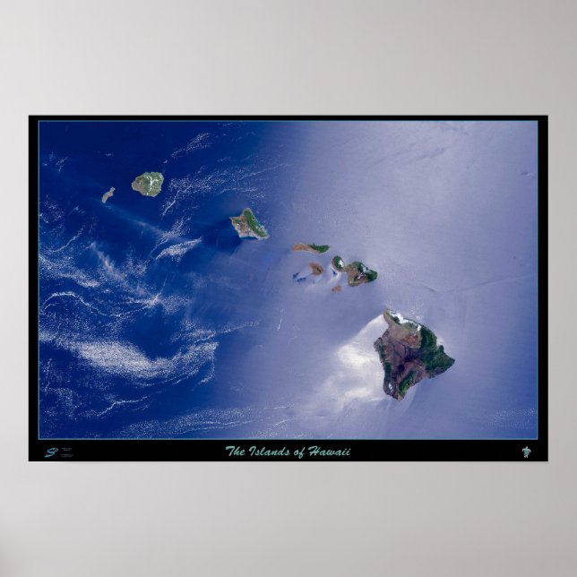 Póster satelital de las Islas de Hawái (Frente)
