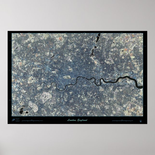 Póster satelital de Londres, Inglaterra (Frente)