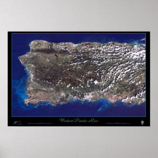 Póster satelital de Puerto Rico (Occidental)