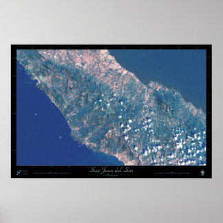 Póster satelital de San Juan del Sur, Nicaragua