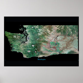 Póster satelital del estado de Washington