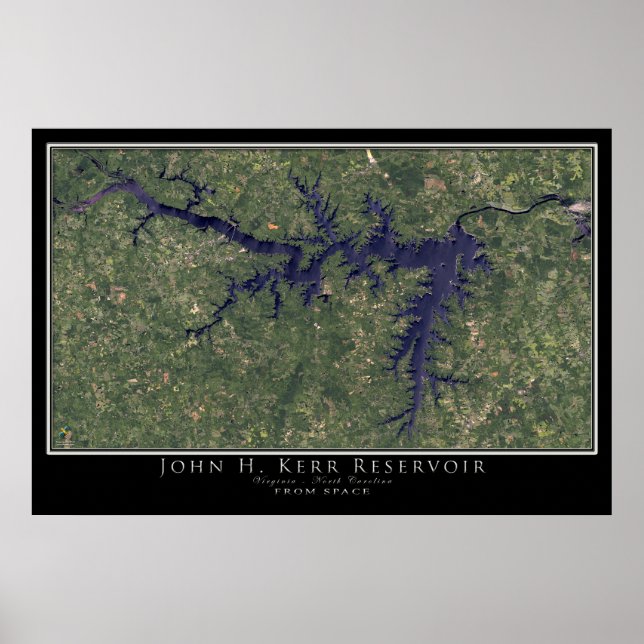 Póster Satélite John Kerr Lake Virginia - Carolina del No (Frente)