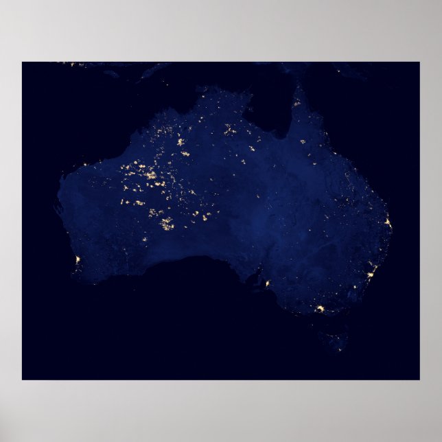 Póster Satélite Las Luces Nocturnas De Australia. (Frente)