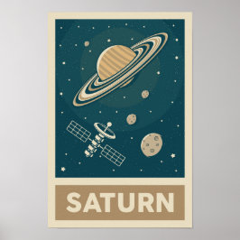 Póster Satélite Saturn Retro Galaxy