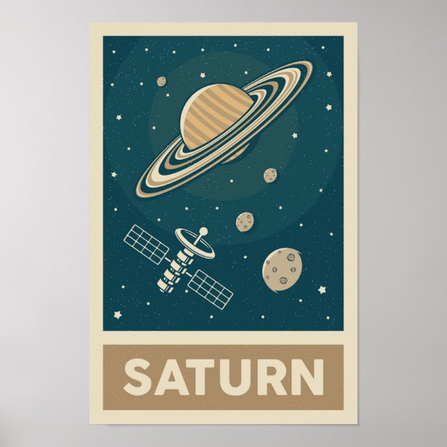 Póster Satélite Saturn Retro Galaxy (Frente)
