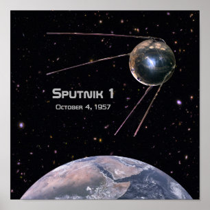 Póster Satélite terrestre Sputnik 1