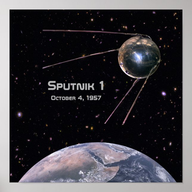 Póster Satélite terrestre Sputnik 1 (Frente)