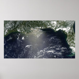 Póster Satellite view of oil leaking
