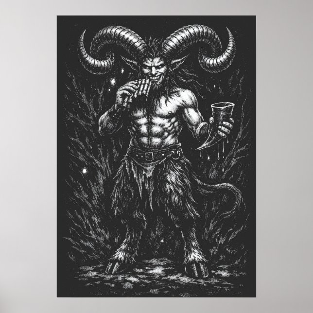 Póster Sátiro Invernal Cornudo — por BurnsInHell (Frente)