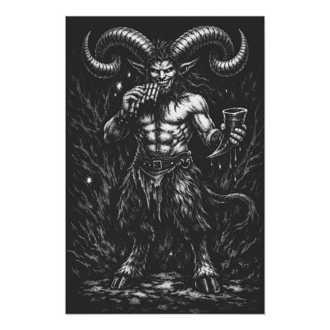 Póster Sátiro Invernal Cornudo — por BurnsInHell (Anverso)