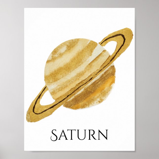 Póster Saturn Planet Watercolor Poster (Frente)