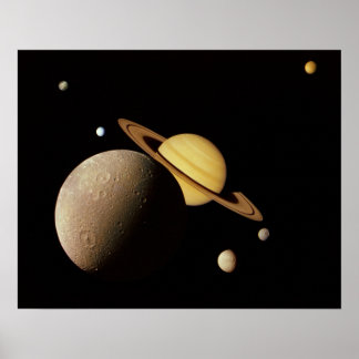 Póster Saturn y su Poster de las lunas
