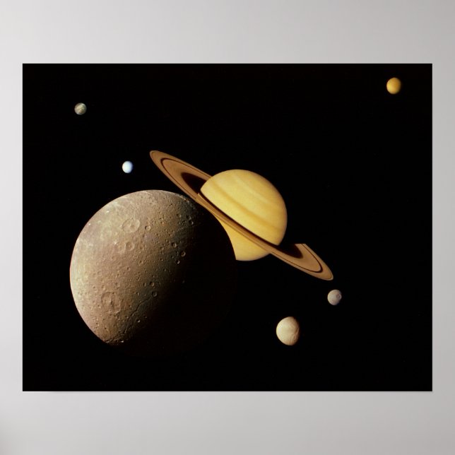 Póster Saturn y su Poster de las lunas (Frente)
