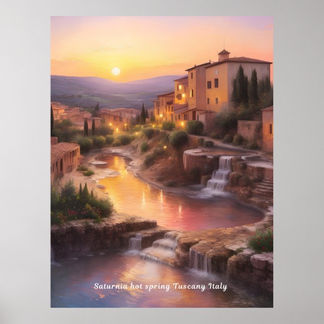 Póster Saturnia Hot Springs Tuscany Italia Sunset (Frente)