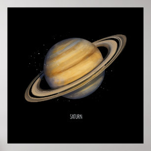 Póster Saturno artístico con anillos vibrantes