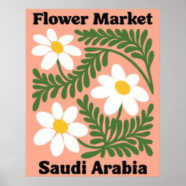 Póster Saudi Arabia Flower Market White Daisy Wall