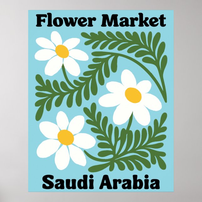 Póster Saudi Arabia Flower Market White Daisy Wall (Frente)