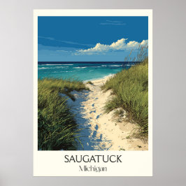 Póster Saugatuck Michigan Vintage Dune Beach Travel Art
