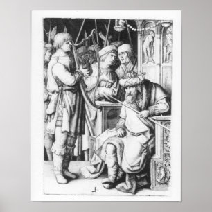 Póster Saul escucha a David tocar el arpa