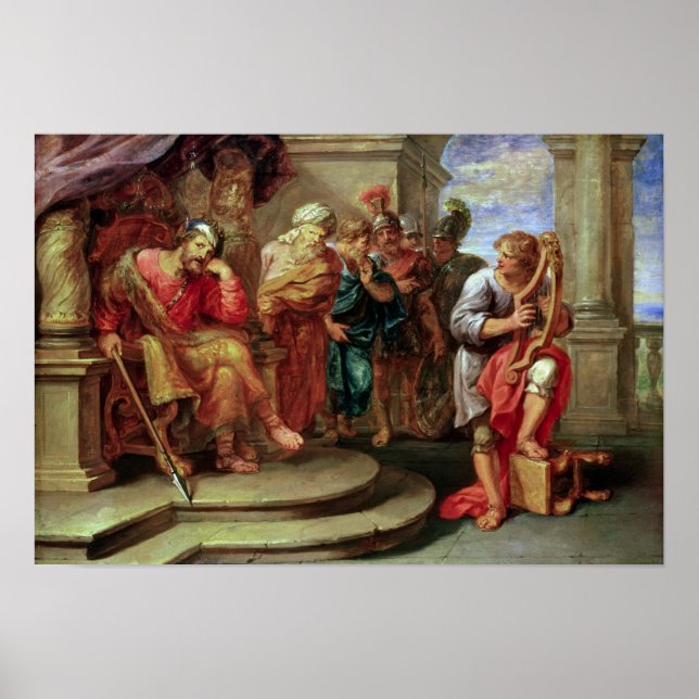 Póster Saul escucha a David tocar el arpa (Frente)