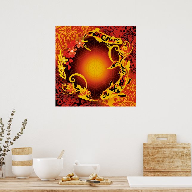 Póster sauterelle Fleur de vie (Cocina)