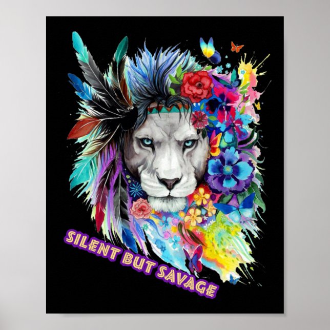 Póster Savage Lion Sticker  (Frente)