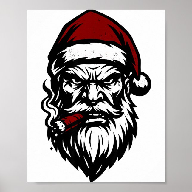 Póster Savage Santa Claus Smoking Cigar Christmas  (Frente)