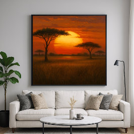 Póster Savannah africana - estilo de Ilustracion escénico