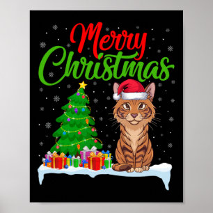 Póster Savannah Cat Christmas Tree Enfoca Navidad Savanna