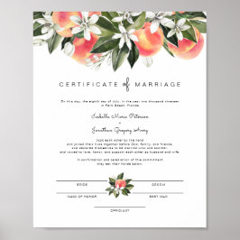 Póster Savannah - Certificado matrimonial de Melocotones 