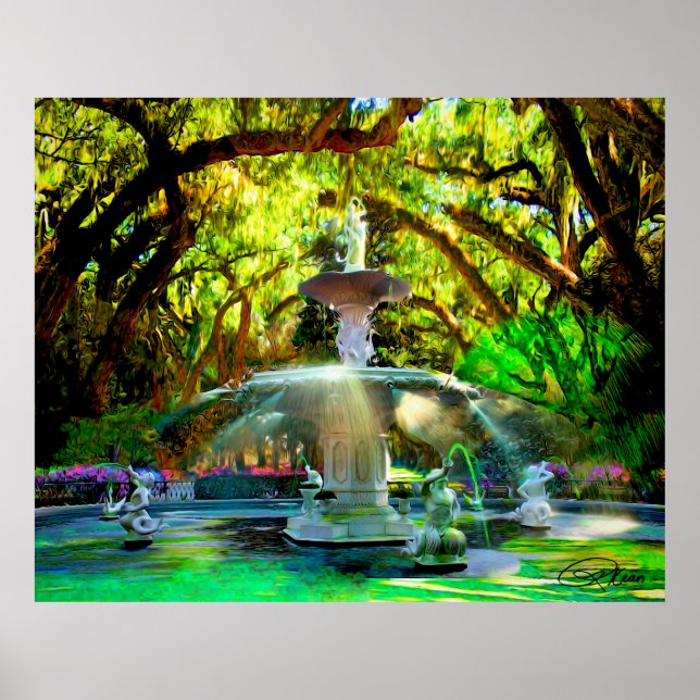 Póster Savannah, Forsyth Park (Frente)