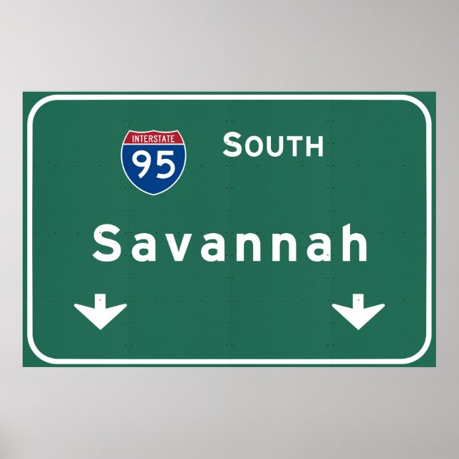 Póster Savannah Georgia ga Interstate Highway Freeway : (Frente)