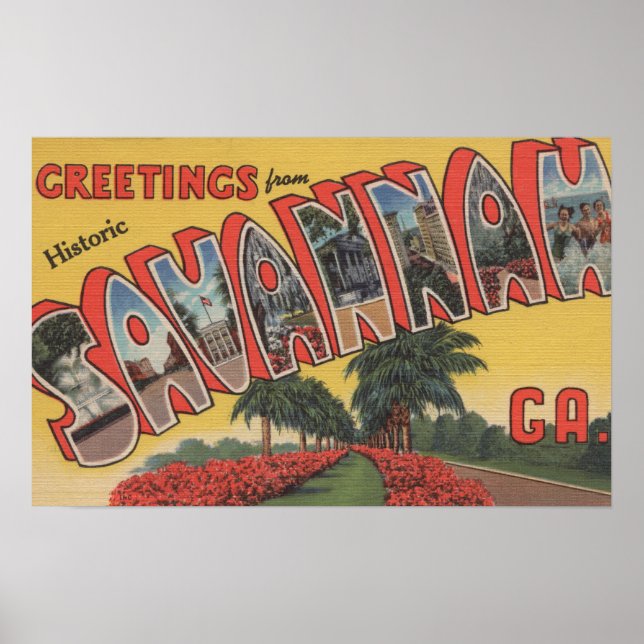 Póster Savannah, Georgia (Historic) - Large Letter (Frente)