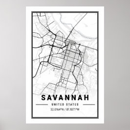 Póster Savannah Georgia USA Travel City Map