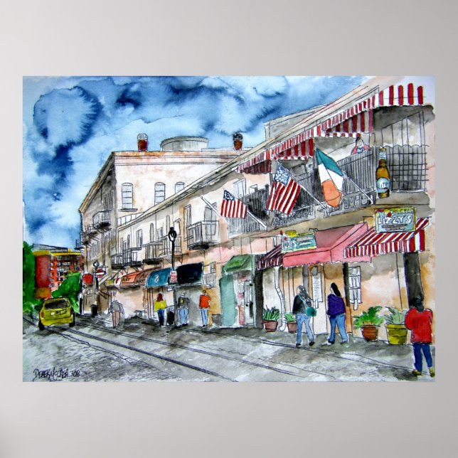Póster savannah_river_street_painting (Frente)