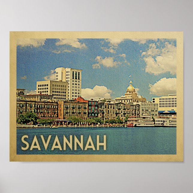 Póster Savannah Vintage Travel Poster (Frente)