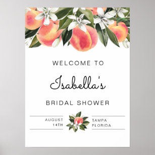 Póster Savannah - Watercolor Peaches Bridal Shower